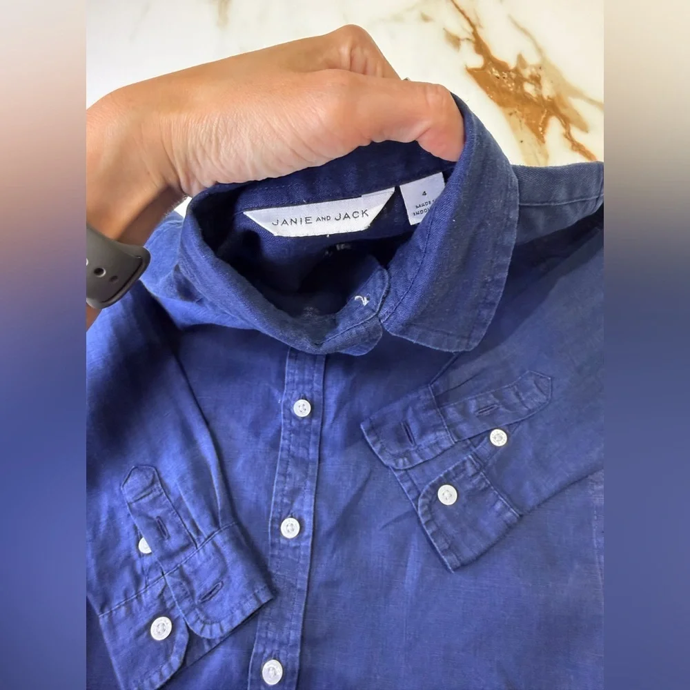 Janie & Jack Navy Blue Kids Button Down Shirt